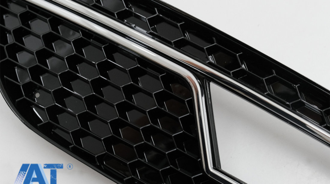 Grile Laterale Bara Fata compatibil cu Audi A4 B8 Facelift (2012-2015) RS4 Design Negru & Chrome