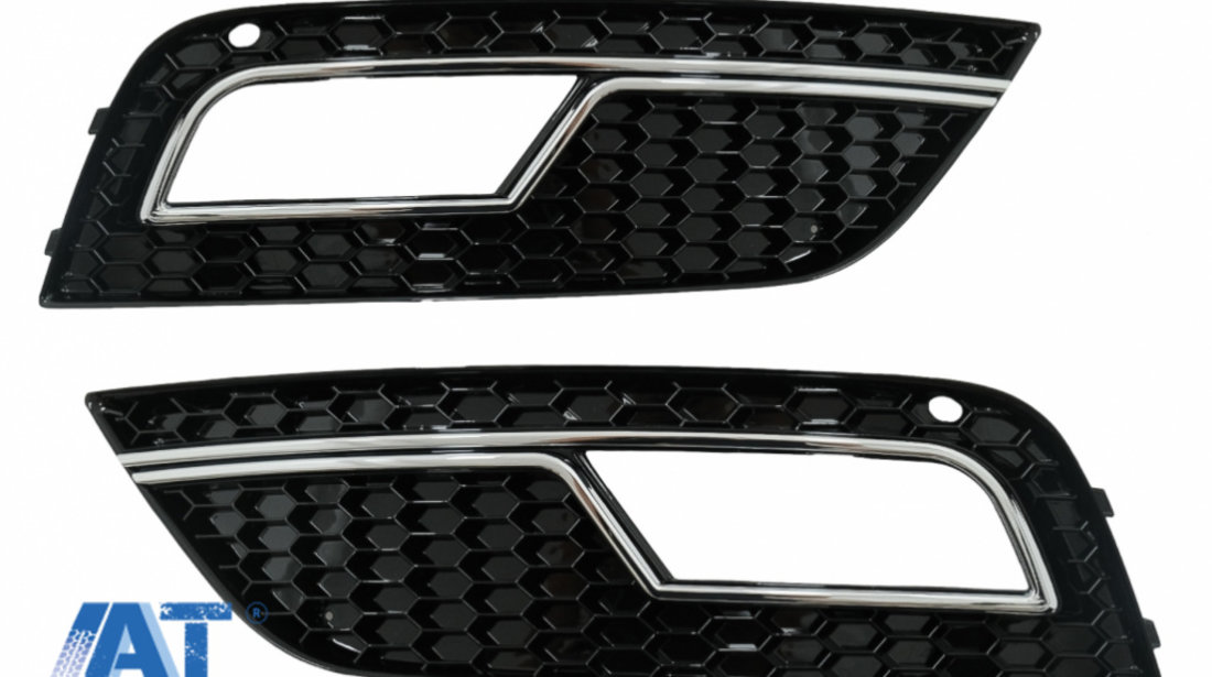 Grile Laterale Bara Fata compatibil cu Audi A4 B8 Facelift (2012-2015) RS4 Design Negru & Chrome