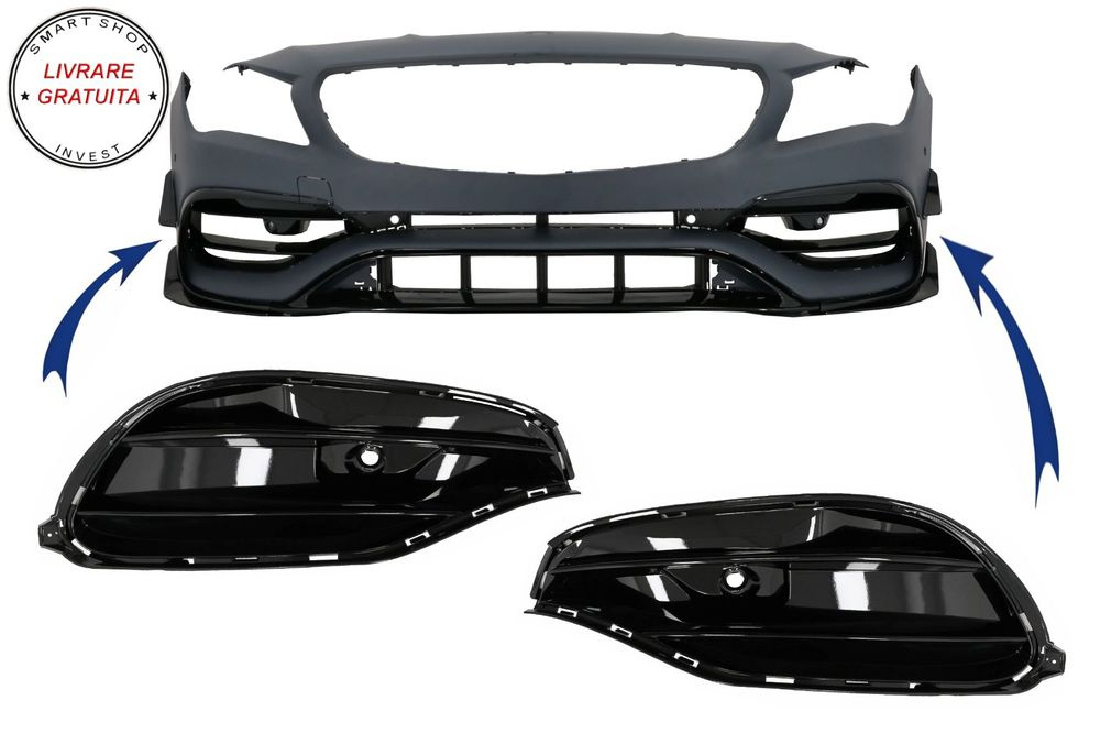 Grile Laterale Bara Fata Negru Lucios Mercedes CLA W117 C117 Facelift (2016-2018) - livrare gratuita