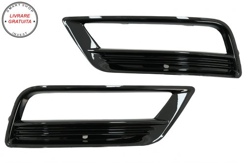 Grile Laterale Bara Fata VW Golf VII 7 (2013-2017) R-Line Design Negru Lucios- livrare gratuita