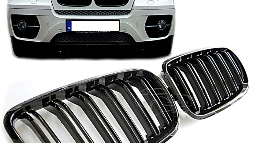 Grile M X5 X6 BMW E70 E71 M Power duble negru lucios