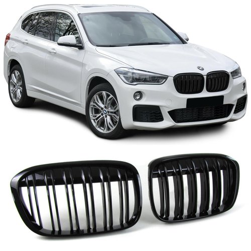 Grile negru lucios duble BMW X1 F48 2014-2019