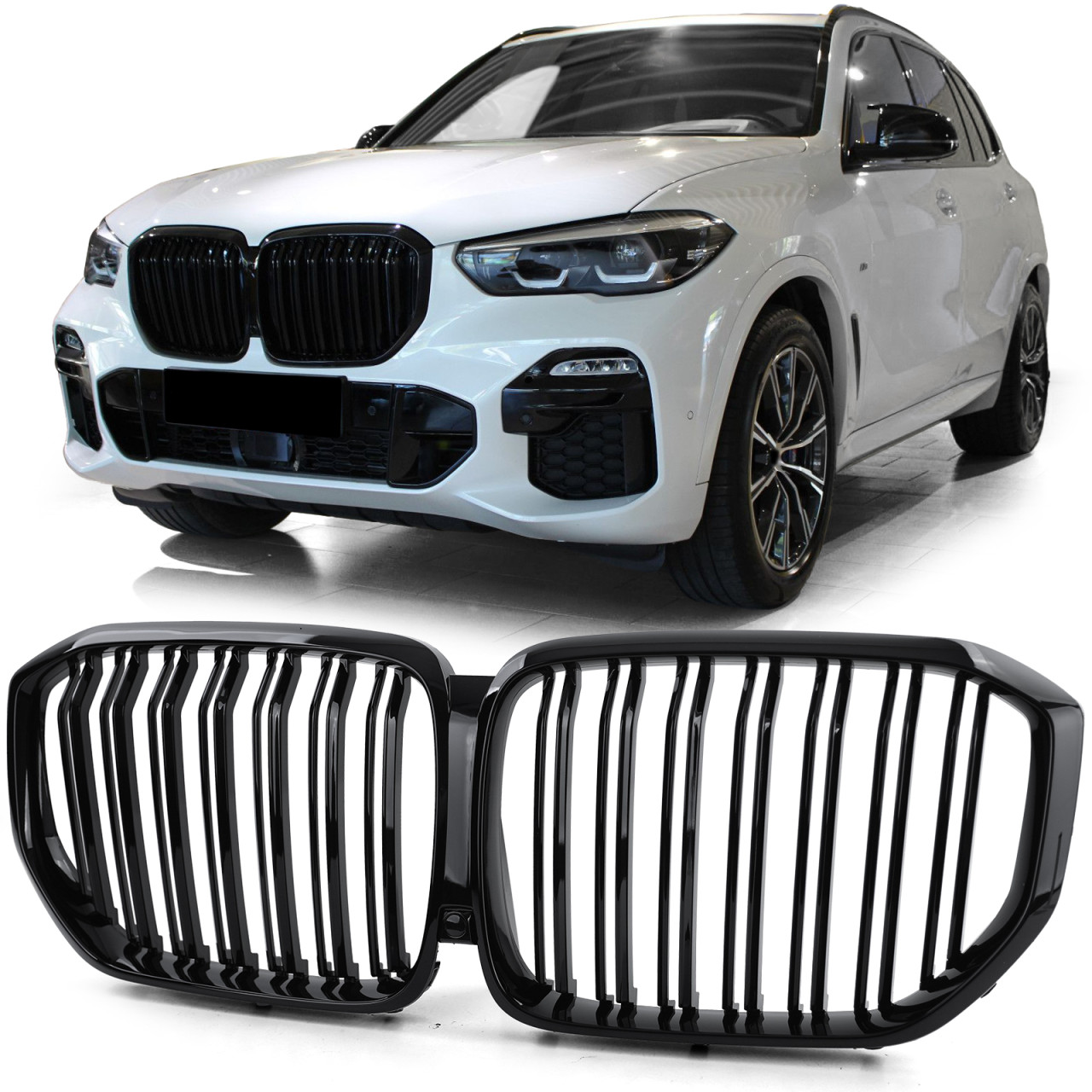 Grile negru lucios duble pentru BMW G05 X5 2018 +
