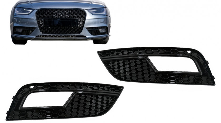 Grile Proiector compatibil cu AUDI A4 B8 facelift (2012-2015) RS4 Design Negru Lucios SGAUA4B8FRS4B