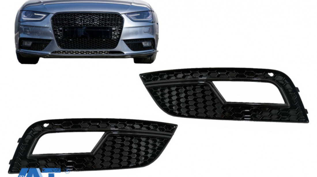 Grile Proiector compatibil cu Audi A4 B8 facelift (2012-2015) RS4 Design Negru Lucios