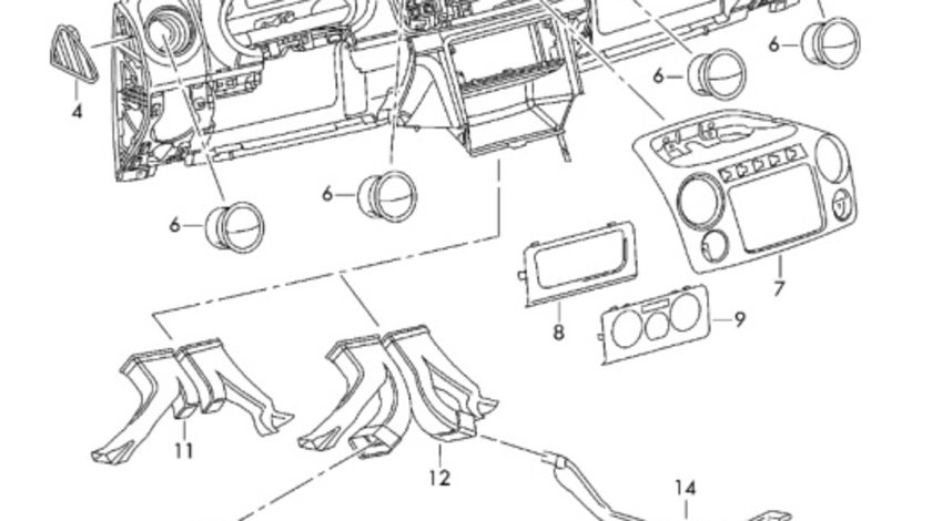 Gura aerisire caroserie Volkswagen Transporter T5 facelift duba 2012 alb OEM 7E0819181