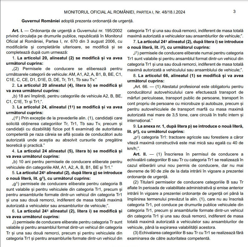 Guvernul modifica radical Codul Rutier. Soferii care detin permis categoria B vor putea conduce si tractoare, fara examen, desi Romania este campionala la numarul de morti pe sosele