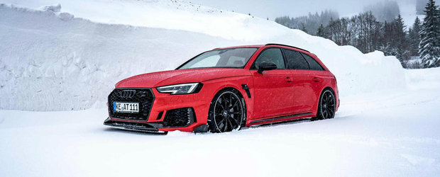 Hai afara la zapada cu un AUDI RS4 tunat de ABT. Cati cai are acum break-ul german de performanta