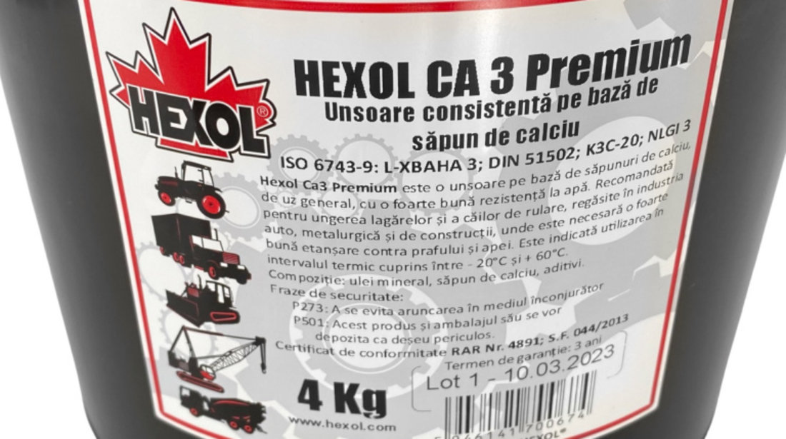Hexol Vaselina Premium Grease CA3 4KG