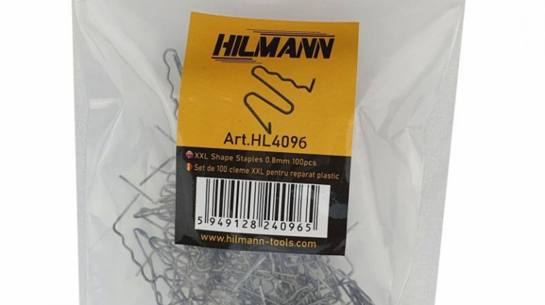 HL4096 Set de 100 cleme XXL pentru reparat plastic, HILMANN