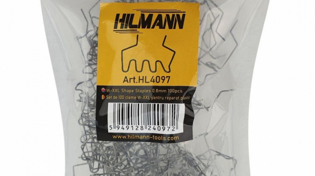 HL4097 Set de 100 cleme W-XXL pentru reparat plastic, HILMANN