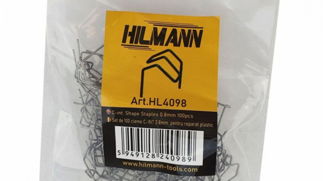 HL4098 Set de 100 cleme C Int. -0.8mm pentru reparat plastic, HILMANN
