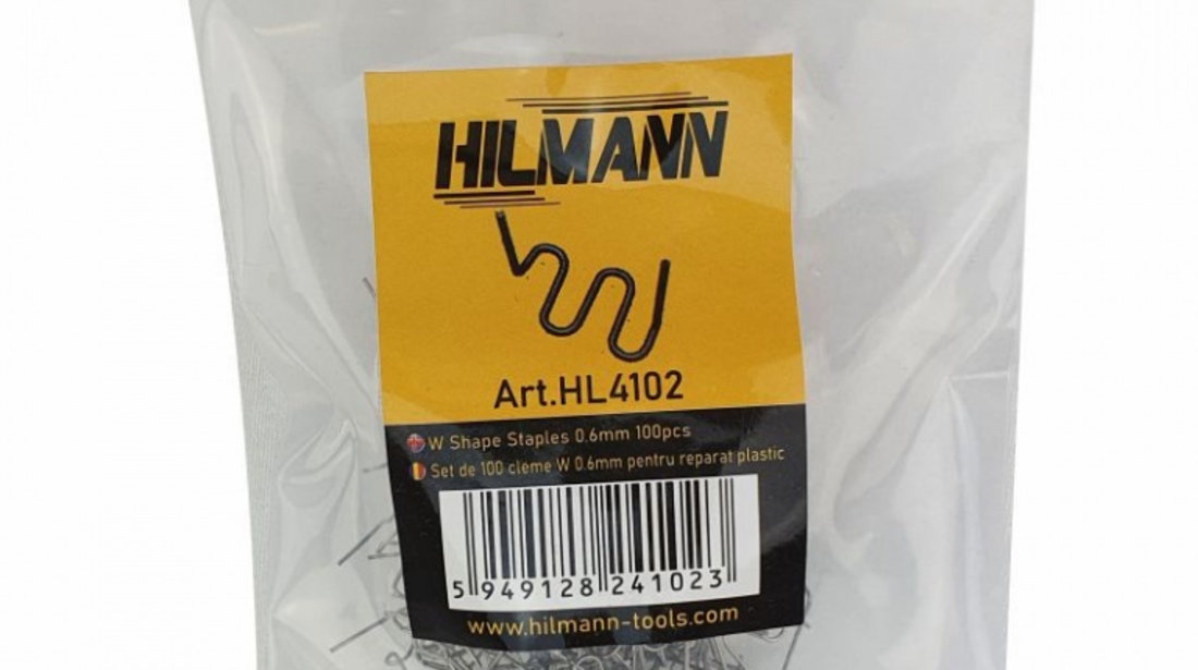 HL4102 Set de 100 cleme W-0.6mm pentru reparat plastic, HILMANN