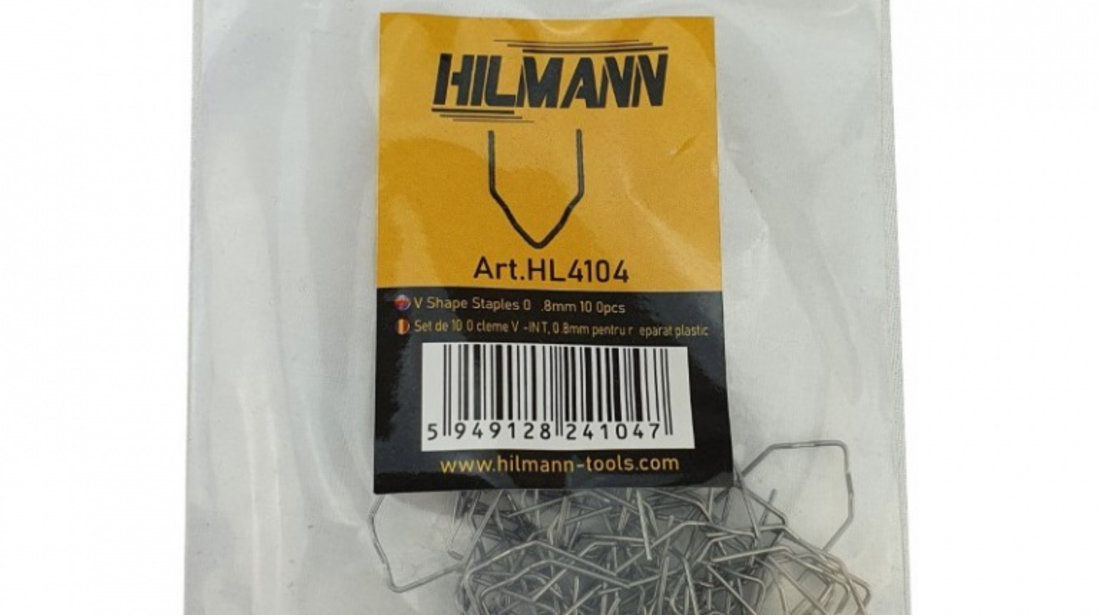 HL4104 Set de 100 cleme V Int.-0.8mm pentru reparat plastic, HILMANN