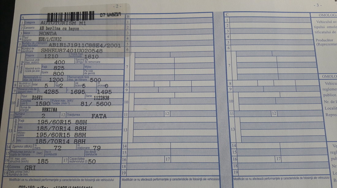 Honda Civic 1.6 benzina 2001