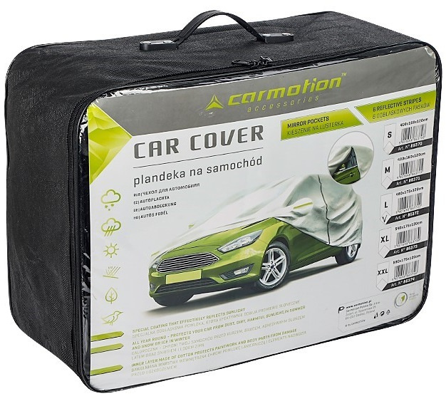 Husa Auto Exterior Carmotion Marimea "L" 480x175x120cm 3 Straturi, Reflectoare, Fermoar La Usa 86372