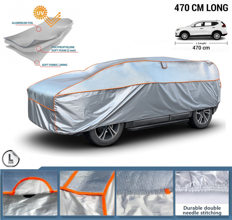 Husa Auto Exterior Impermeabila Anti-Grindina Din Aluminiu Pentru Autoturism, SUV Marimea L 470 cm RAZ471