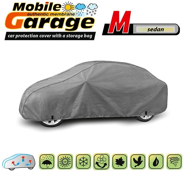 Husa Auto Exterior Kegel Mobile Garage De Inaltă Calitate Pentru Sedan Mărimea M 380-425cm x 126-136cm Gri KBTCOV021