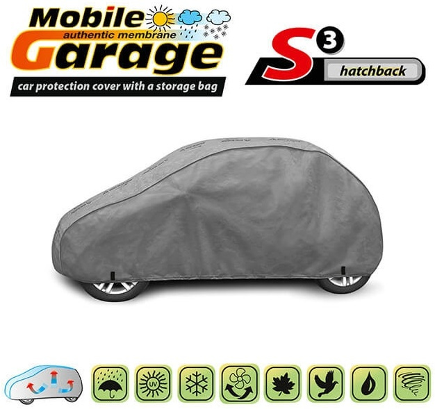 Husa Auto Exterior Kegel Mobile Garage De Inaltă Calitate Pentru Hatchback Mărimea S3 335-355cm x 126-136cm Gri KBTCOV014