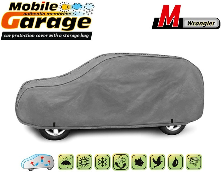 Husa Auto Exterior Kegel Mobile Garage De Inaltă Calitate Pentru Jeep Wrangler Mărimea M 385-425cm x 150-160cm Gri KBTCOV025
