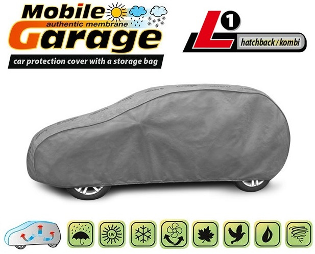 Husa Auto Exterior Kegel Mobile Garage De Inaltă Calitate Pentru Hatchback / Combi Mărimea L1 405-430cm x 126-136cm Gri KBTCOV017