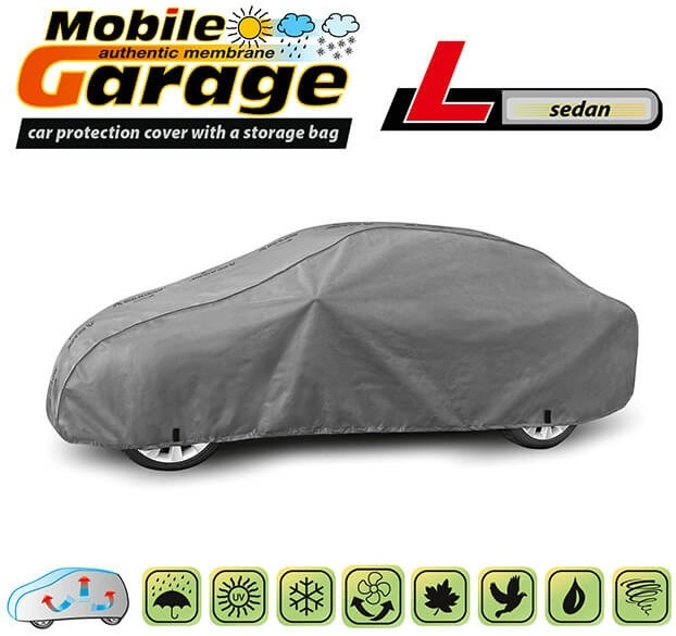 Husa Auto Exterior Kegel Mobile Garage De Inaltă Calitate Pentru Sedan Mărimea L 425-475cm x 126-136cm Gri KBTCOV022