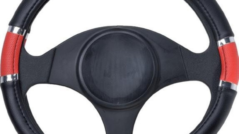 Husa Automax pentru Volan 37-39cm, Neagra-Rosie