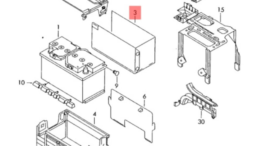 Husa baterie Volkswagen Polo 6N2 hatchback 2 usi 2001 argintiu LA7W VOLKSWAGEN POLO (6N2) [ 1999 - 2001 ] OEM 1J0915418A