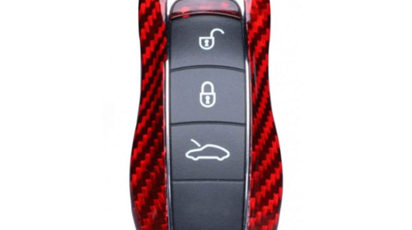 Husa Cheie Porsche 3 Butoane Vetter Carbon Glossy Red CSAFPOR3GR