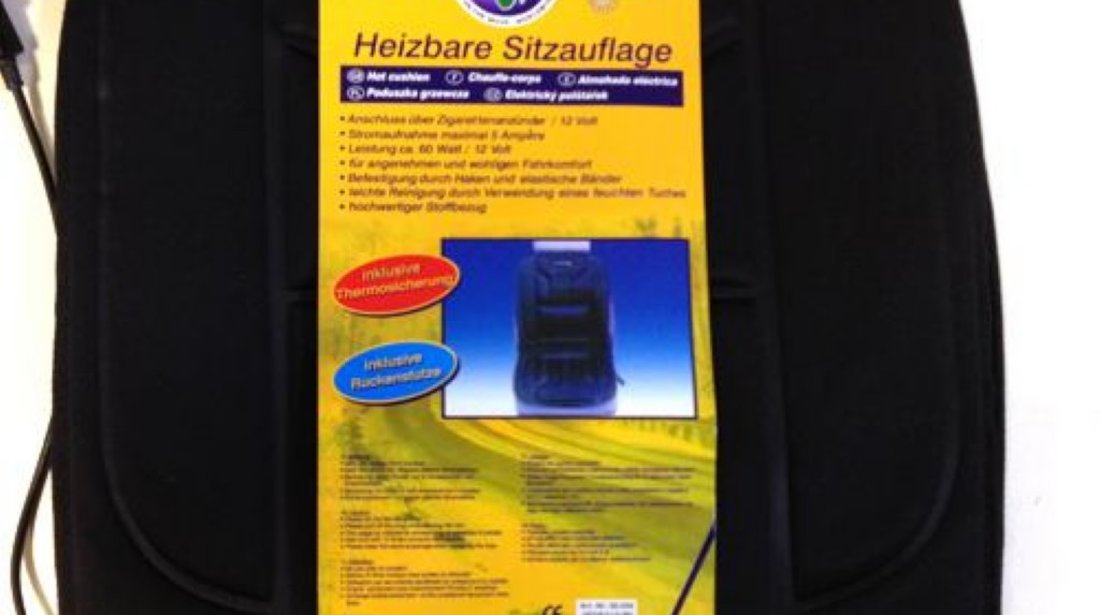 Husa Scaun cu Incalzire Neagra