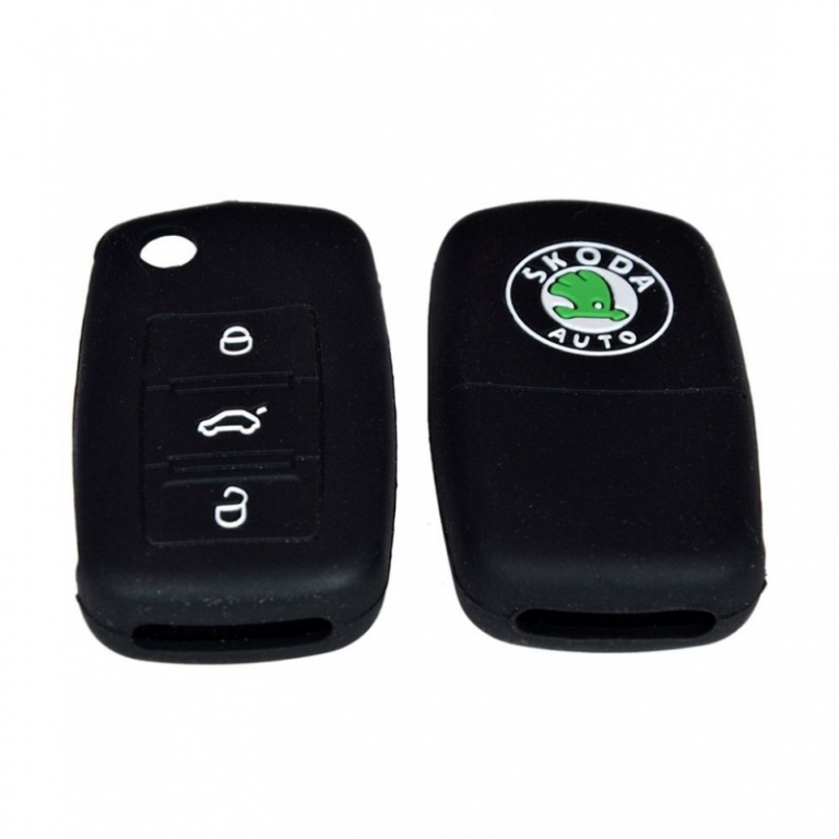 Husa Silicon Cheie Skoda 3 Butoane Negru