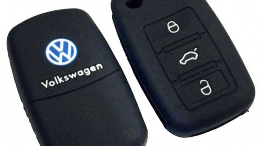 Husa Silicon Cheie Volkswagen 3 Butoane Negru SIL 224