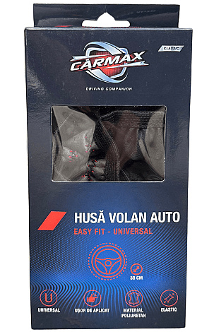 Husa Volan Cu Elastic Carmax Negru / Rosu 38cm 55492