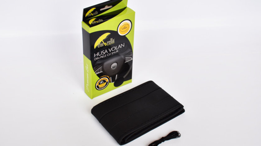 Husa volan cu snur din piele ecologica negru Umbrella (10202)
