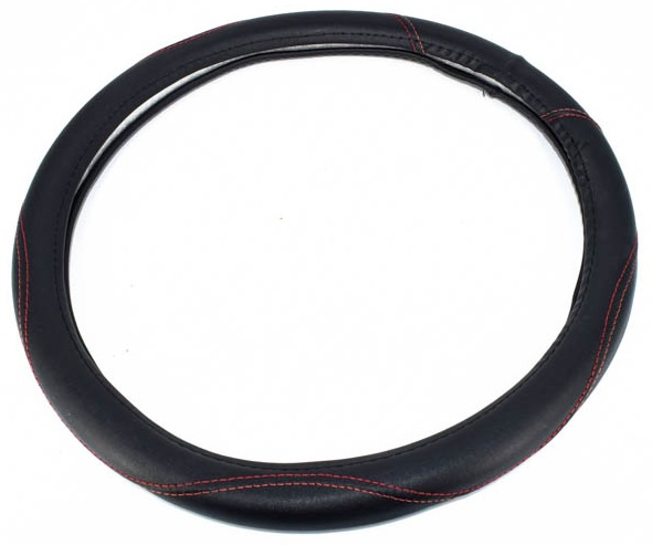 Husa Volan FX62 Din Imitatie De Piele Marime M Culoare Negru Cusatura Rosie 140921-4