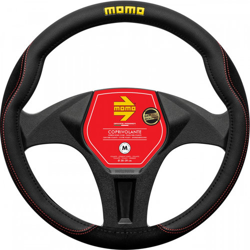 Husa Volan Momo Confort Microfibra Negru Cu Cusatura Rosie 38 cm IN2277