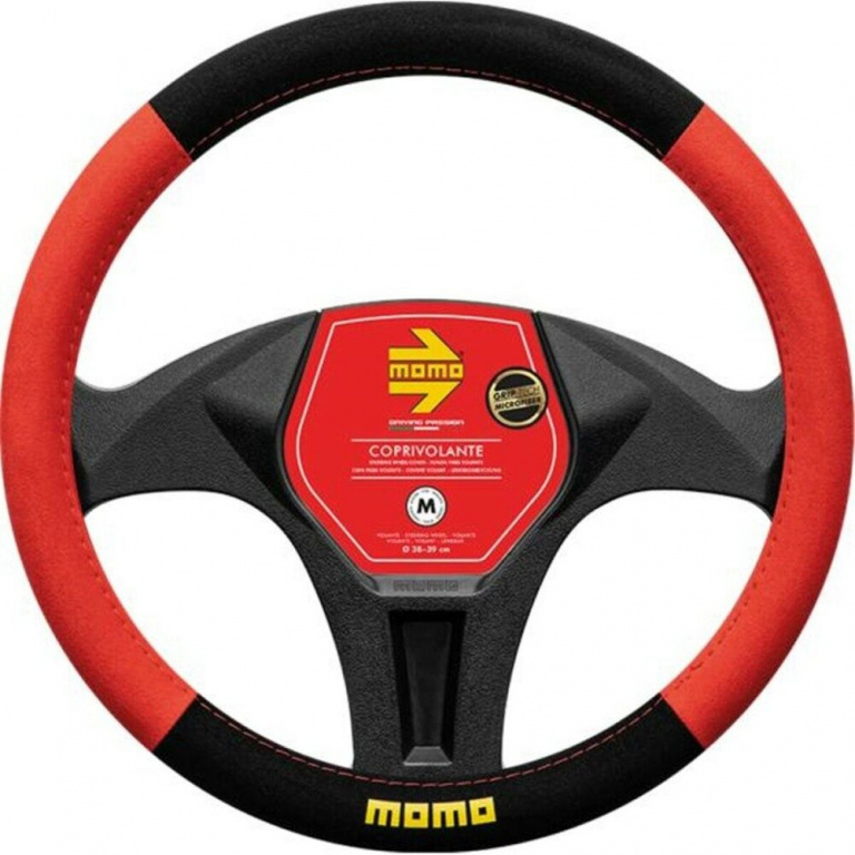 Husa Volan Momo Easy Microfibra Negru / Rosu 38 cm IN2278