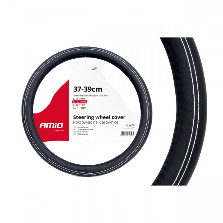 Husa volan negru + cusatura alba SWC-15-M (37-39cm) AVX-AM01380