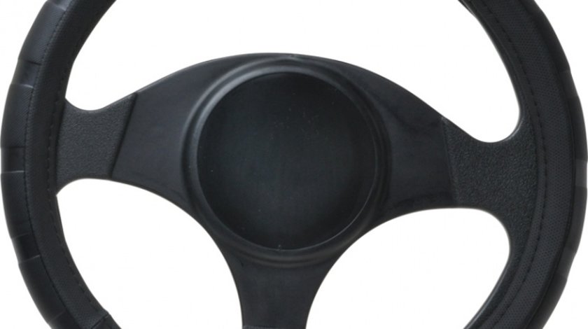 Husa volan negru , material cauciucat cu perforatii, diametru 37-39 cm