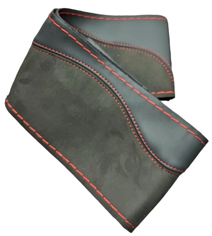 Husa Volan Piele Ac Ata Marimea M Negru / Rosu 131123-4