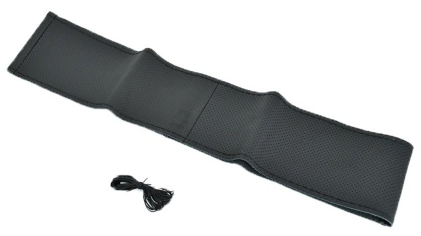 Husa volan piele k1027 marimea M cu ac si ata, culoare negru. VistaCar