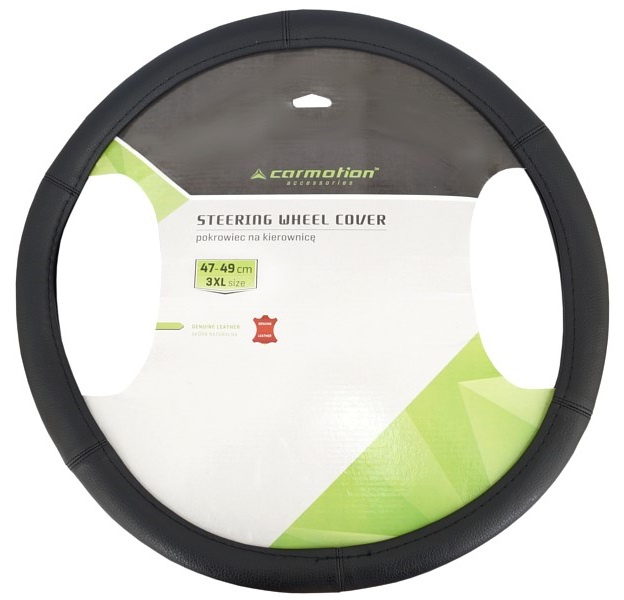 Husa Volan, &quot;3XL&quot; 47-49 Cm, Piele Naturala, Neagra Carmotion 58214
