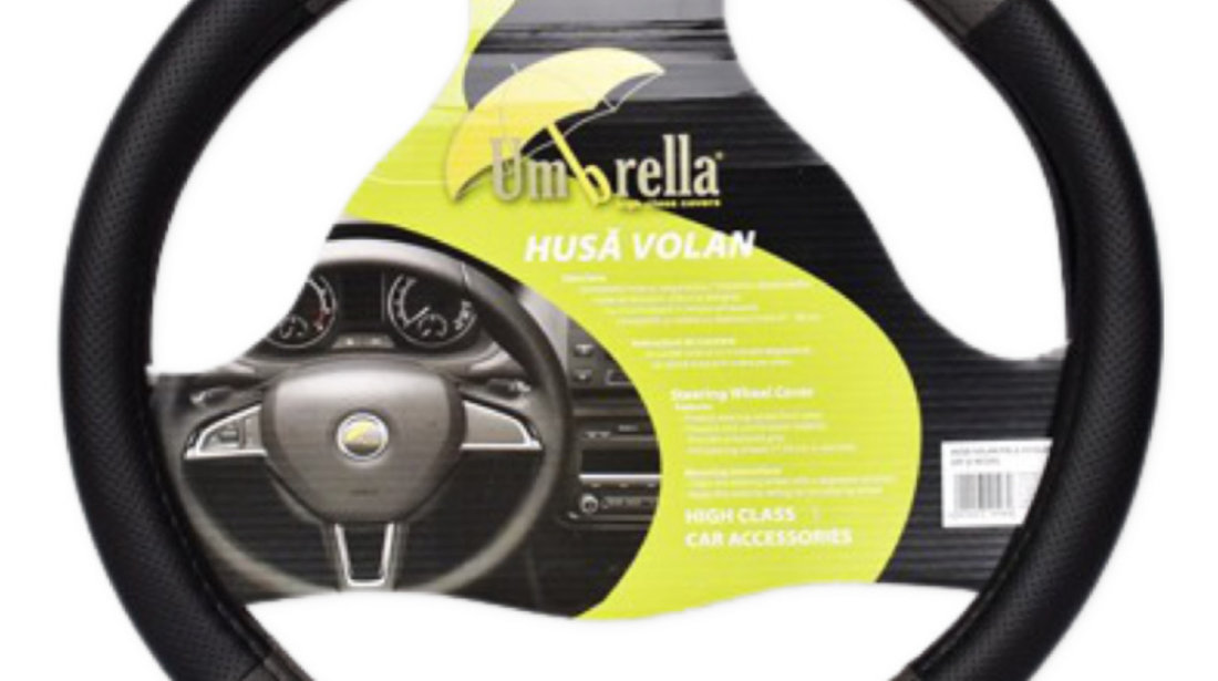 Husa Volan Umbrella Piele Ecologica Gri Si Negru 10196