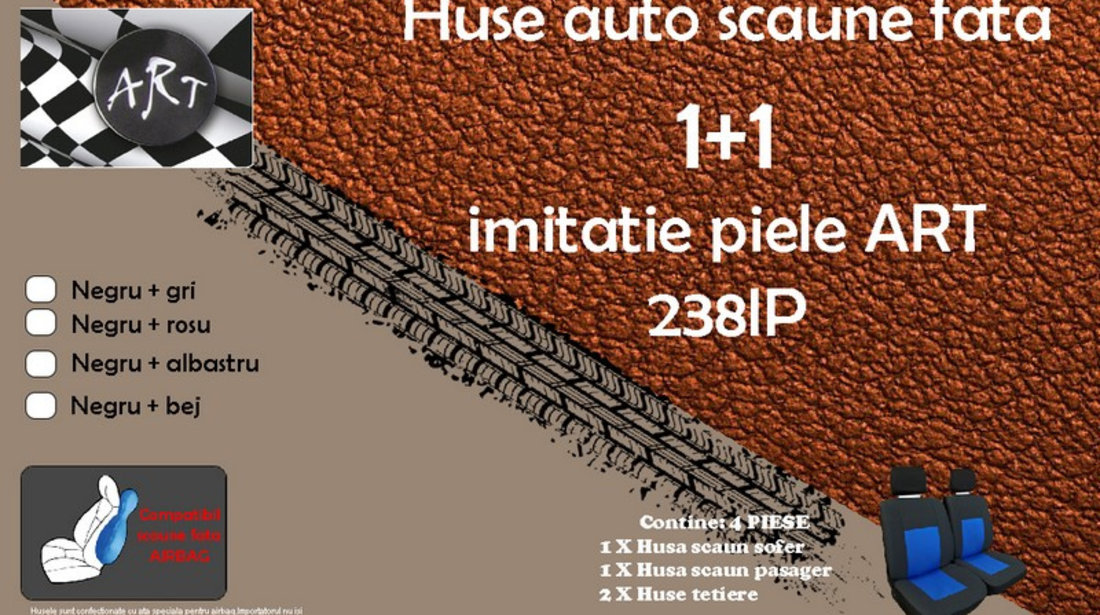 Huse 1+1 ART238IP Din Imitatie Piele Negru + Albastru 100820-8