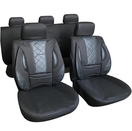 Huse Auto 28105B Cu Bancheta Spate Fractionata Negru + Cusatura Albastru 250920-3