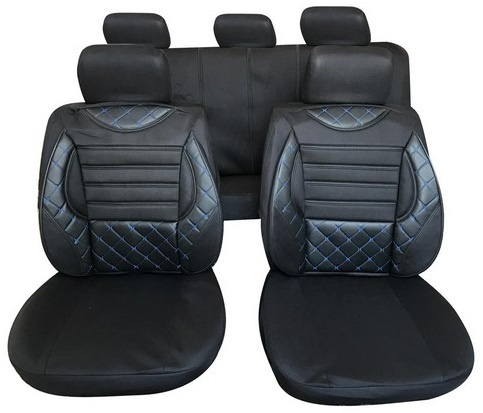 Huse Auto 28106B Cu Bancheta Spate Fractionata Negru + Cusatura Rosie 250920-4