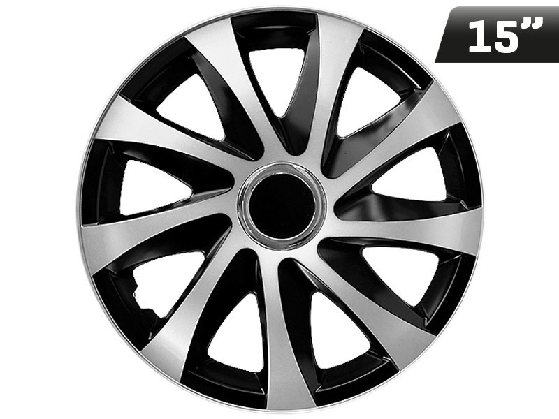 Huse Roți Drift Extra Argintiu - Negru 15&quot;, 4 Buc Carmotion KC63177