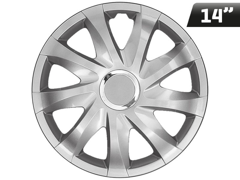 Huse Roți Drift Lacuite Argintie + Inel 14&quot;, 4 Buc Carmotion KC63143