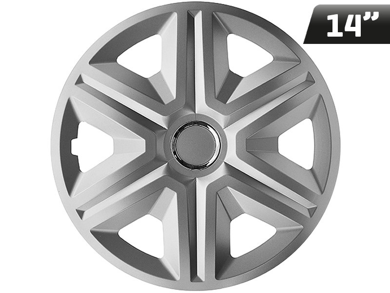 Huse Roți Fast Argintiu Lacuit + Inel 14&quot;, 4 Buc Carmotion KC63110