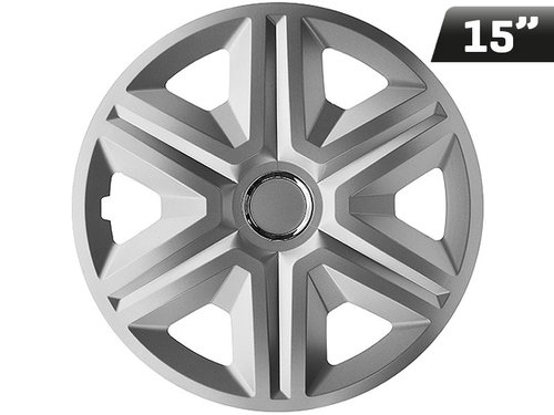 Huse Roți Fast Argintiu Lacuit + Inel 15&quot;, 4 Buc Carmotion KC63111